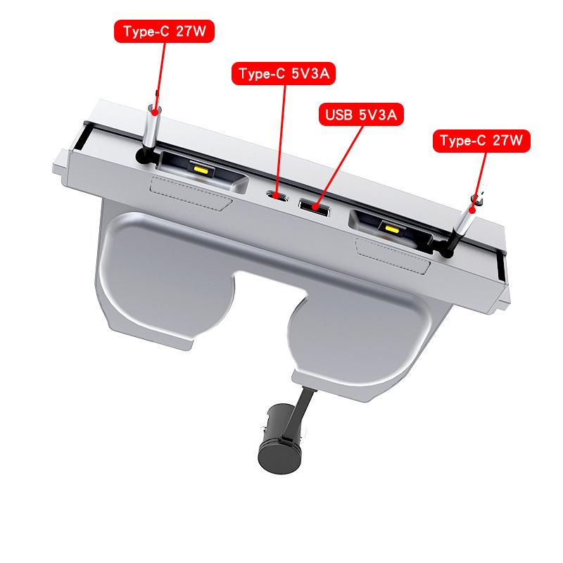 For Tesla Model 3 Highland Intelligent Docking Station Type-C PD 27W Fast Charger USB Extender Docking Station Powered Splitter