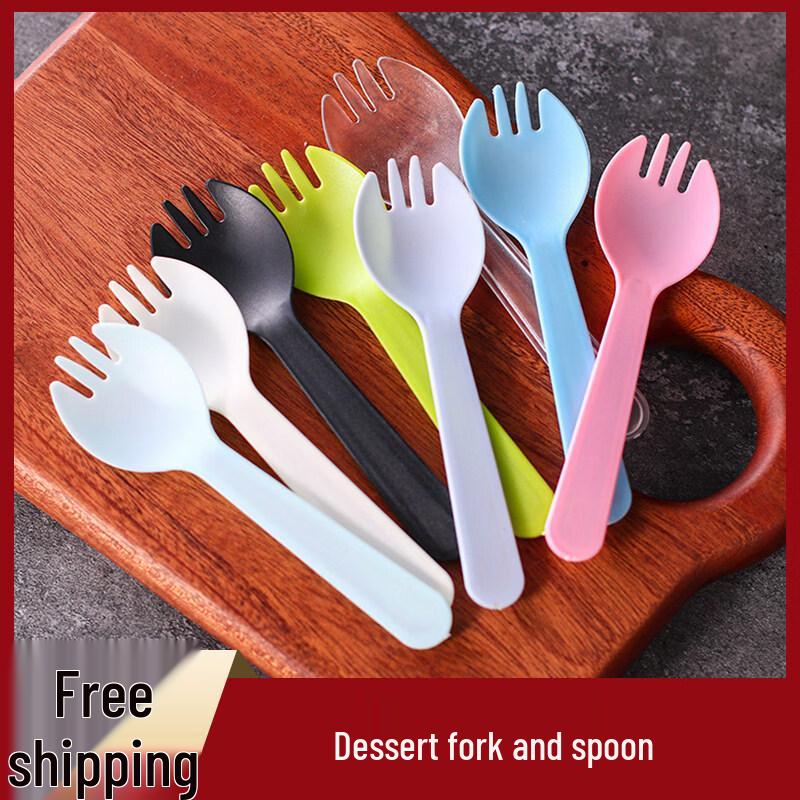 ZISIZ Disposable Plastic Cake Fork and Spoon Set