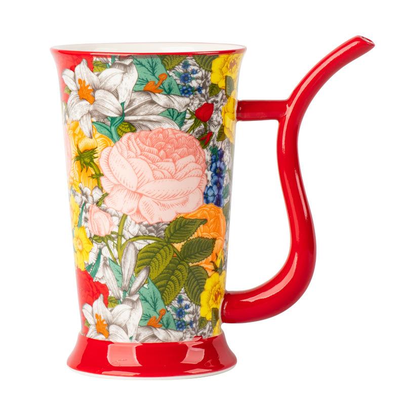 

Straw Mug Ceramic High-value Women s Cup Home Breakfast Cup Retro Coffee Cup Water Cup Office 501-600ml
