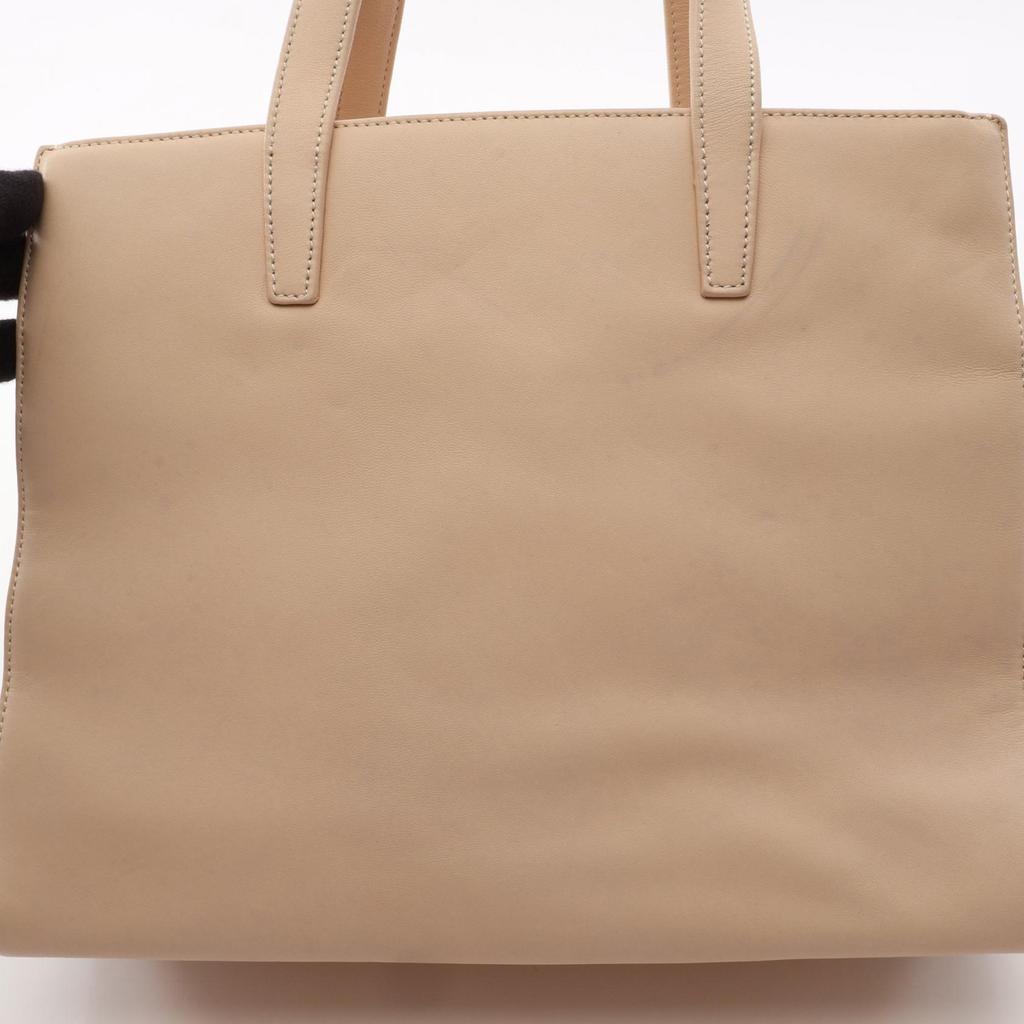 Used LOEWE Anagram Handbag Leather Beige Used Women
