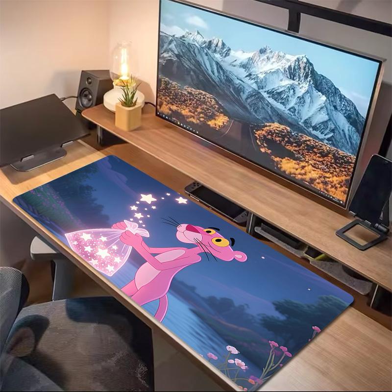 Pembe Panter Baskılı Yastık Kaymaz Dizüstü Tablet Büyük Mouse Pad XXL Mat Mini PC Oyun Matı Kilitli Kenarlı