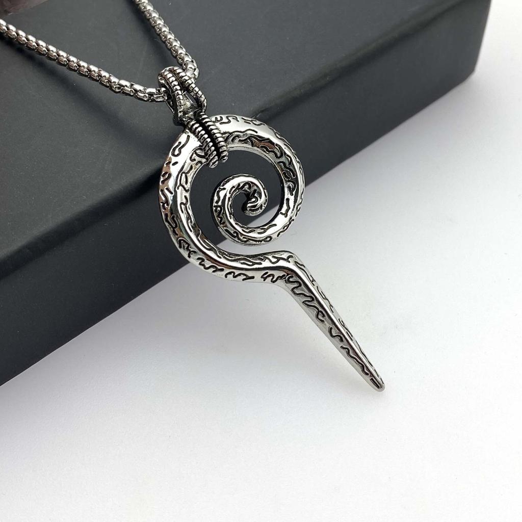 Colar de Aço Inoxidável Vintage Pingente Cetro de Cobra Colar de Aço Titânio Masculino Personalidade Totem Suéter