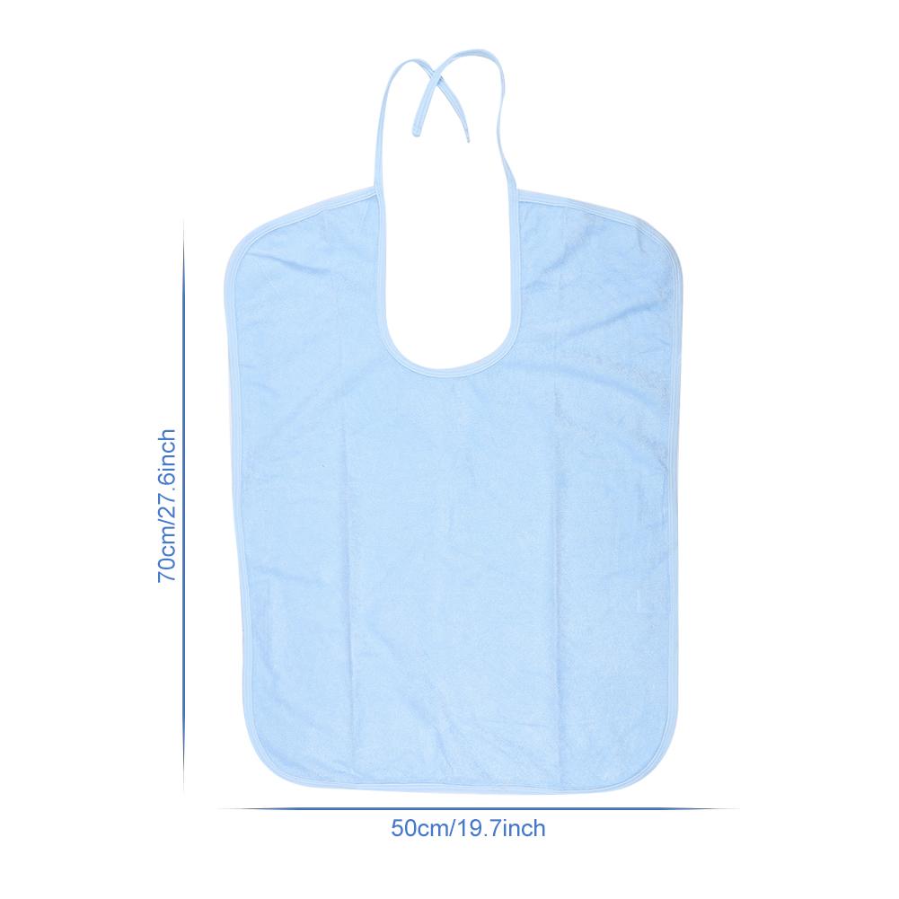 Elderly Waterproof Bib Adult Mealtime Saliva Towel Dining Apron Clothes Protector Light Blue M
