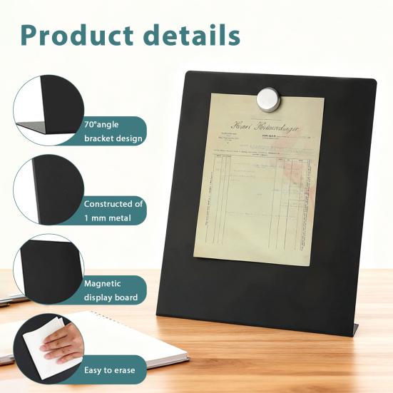 Magnetic Message Board Metal Bulletin Board Magnet Display Stand for Home School Office Fitness Tracking Meal Planning Whiteboard