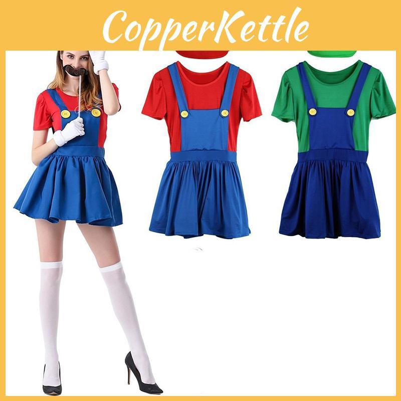 Women's Super Mario Bros Luigi Costume With Breathable Spandex And Exquisite Workmanship
