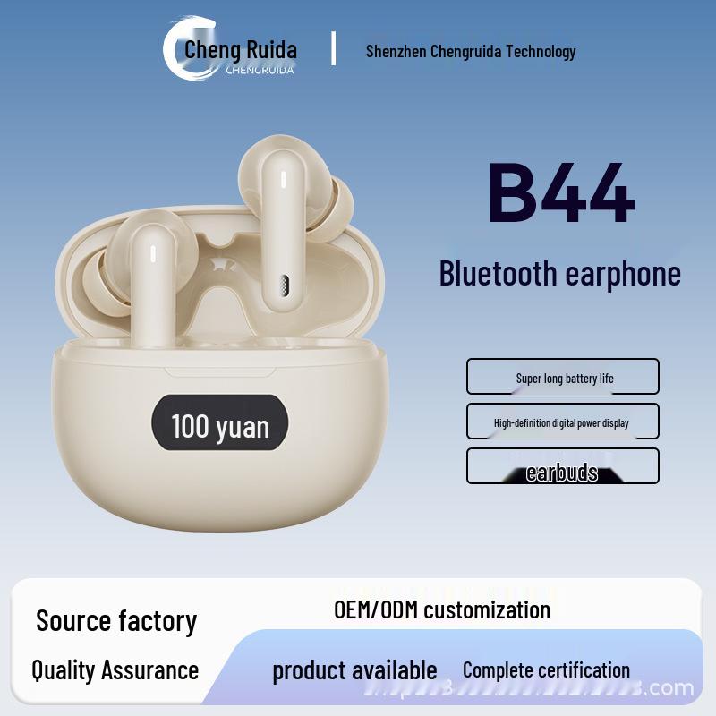 B44 True Wireless Bluetooth Earbuds: Long Battery, Noise-Cancelling, High-Quality Sound, Digital Display