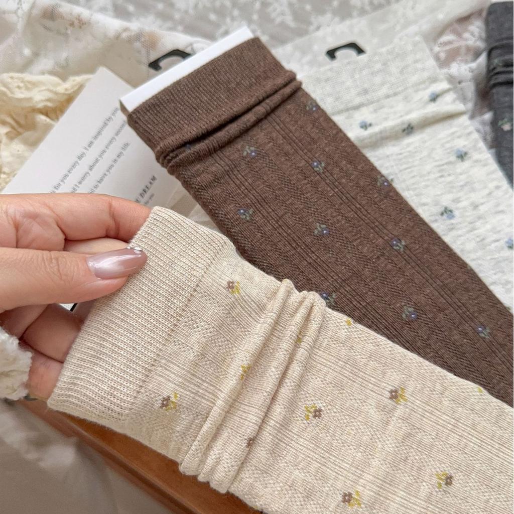 Socks Combed Cotton Medium Tube Socks Stacking Socks Trendy Socks Floral Stockings