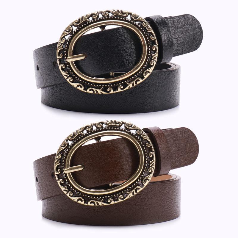 Vintage Retro Dress Belt With Oval Buckle For Casual And Formal Wear