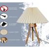 38.1 cm Wood Tripod LED Table Lamps, Rustic Dimmable Bedside Lamp with Linen Beige Lampshade, Nightstand Lamp for Nursery, Bedroom, Kid Room