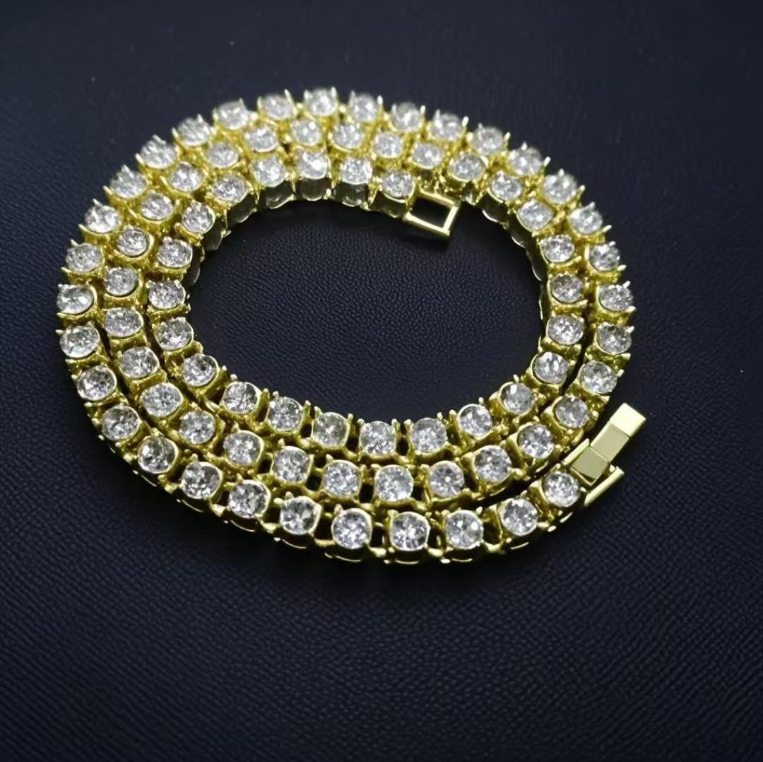 

European & American Hip-Hop 4mm Tennis Chain Necklace - Unisex Alloy Jewelry 8inch