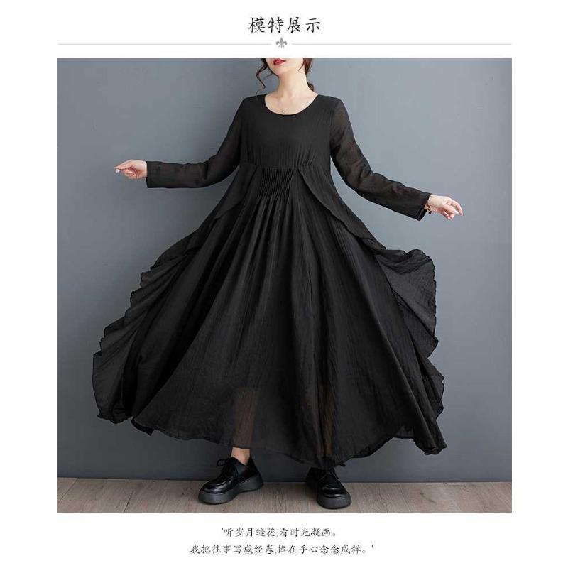 Loose Ruffle Flutter Double Layer Pleated Hem Dress