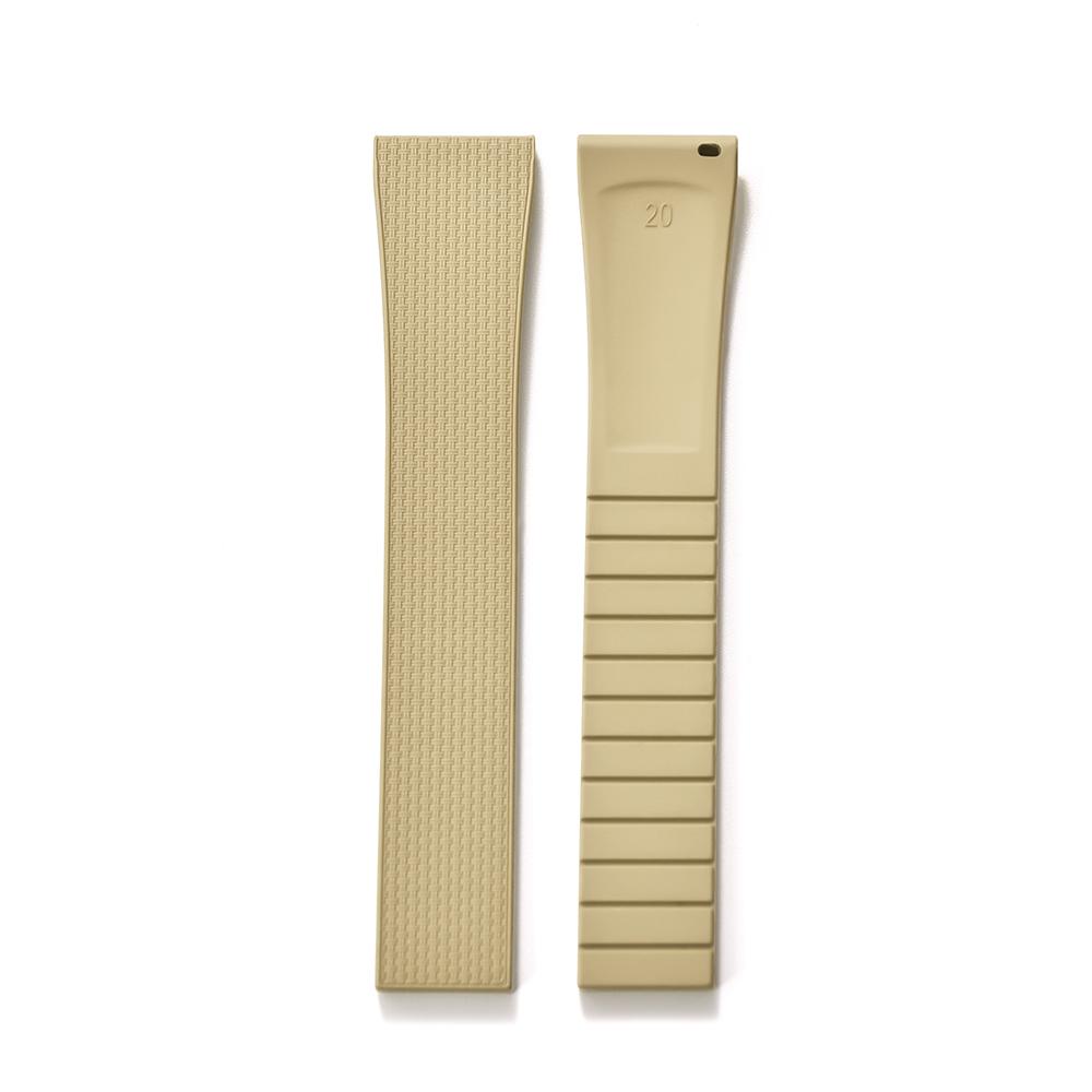 20mm Delugs CTS FKM Gummi Uhrenarmbänder mit 4 Farben Schmetterlingsschließe Einzigartige Textur Schnellverschluss Uhrenarmband für Markenuhr