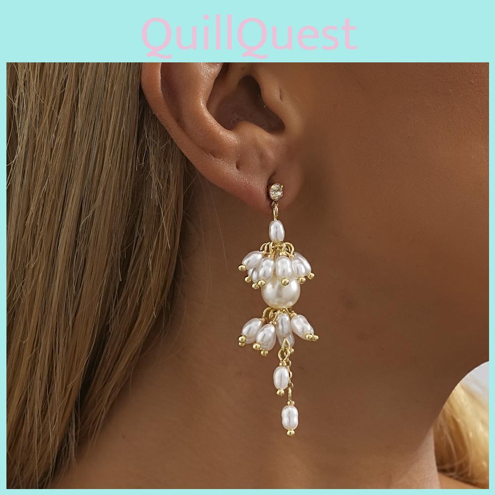 Gold Plated Irregular Shape Tassel Earrings With Faux Pearl For Women 2023 Trend