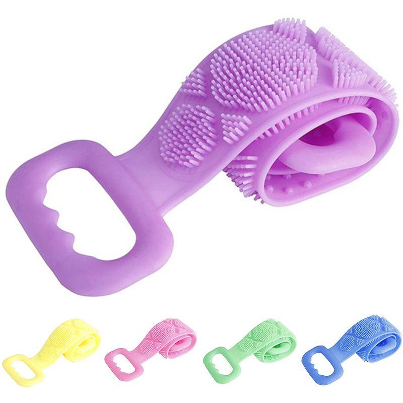 Luxuriöser doppelseitiger Rückenwäscher Silikon Bade-Dusch-Körperbürste mit Griffband