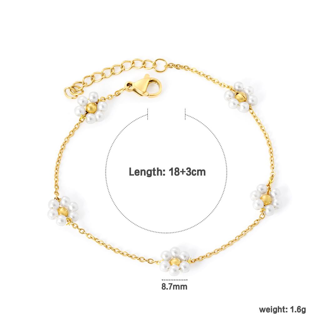 Jewelry imitation pearl bracelet creative heart-shaped splicing with diamond bracelet chain stainless steel bracelet