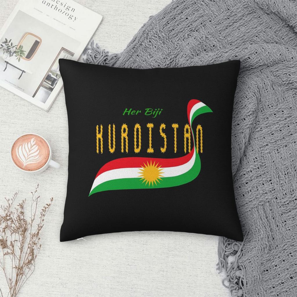 Ihr Biji Kurdistan Flagge Quadratische Kissenhülle Kissenbezug Kissen Überwurf für Zuhause Schlafzimmer Auto