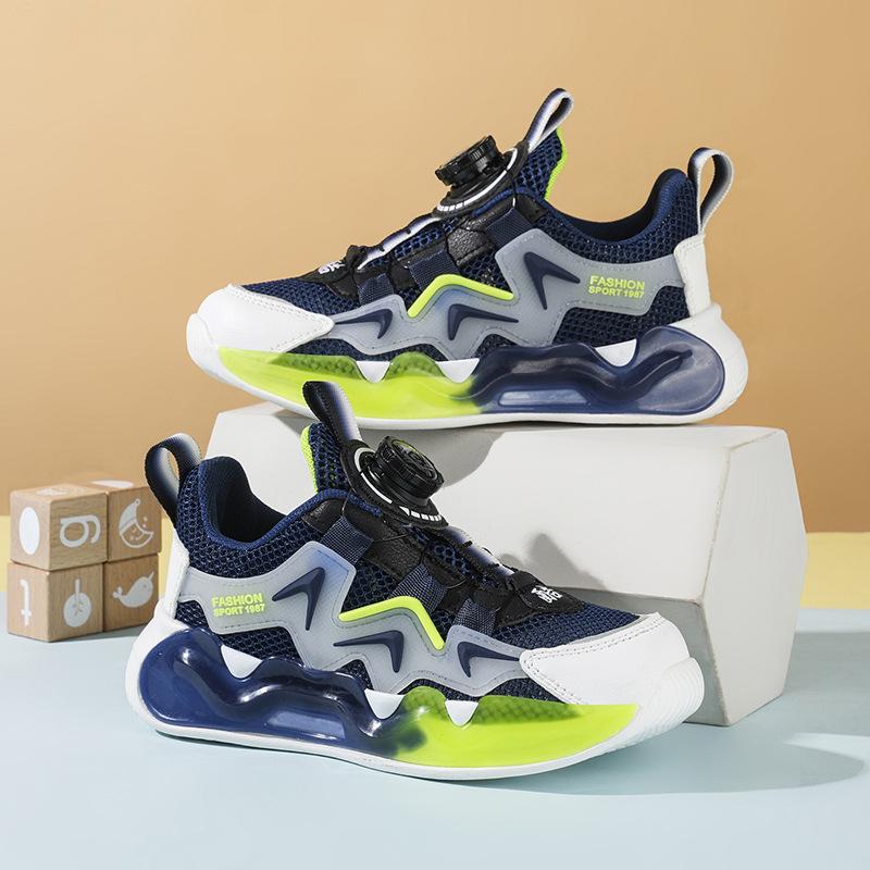 2026 New Children's Sports Dad Shoes Breathable Hollow Single Mesh Shoes Rotating Buckle Running Shoes