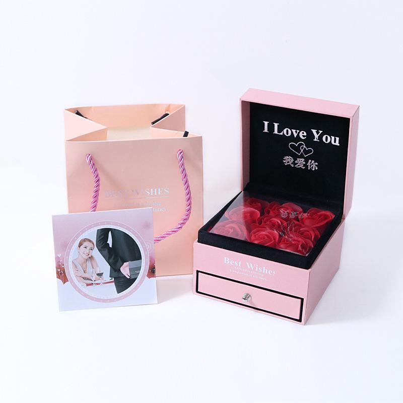 Exquisite Rose Soap Flower Jewelry & Storage Box: For Necklaces, Rings, Lipsticks