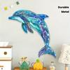 1pc Durable Decoration for Living Rooms, Bedrooms and Outdoor Spaces - Ideal Housewarming Gifts -Colorful Metal Dolphin Wall Art