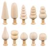 Unfinished Wooden Miniature Tree Painted Crafts Peg Dolls Wood Ornaments DIY Round Corners Kids Toy Mushroom Ornaments
