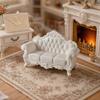 Miniature Vintage Sofa for Dollhouse, Mini Retro Couch Figurine, Tiny Lounge Chair Model, 1/12 Scale Dollhouse Furniture Decor Accessories
