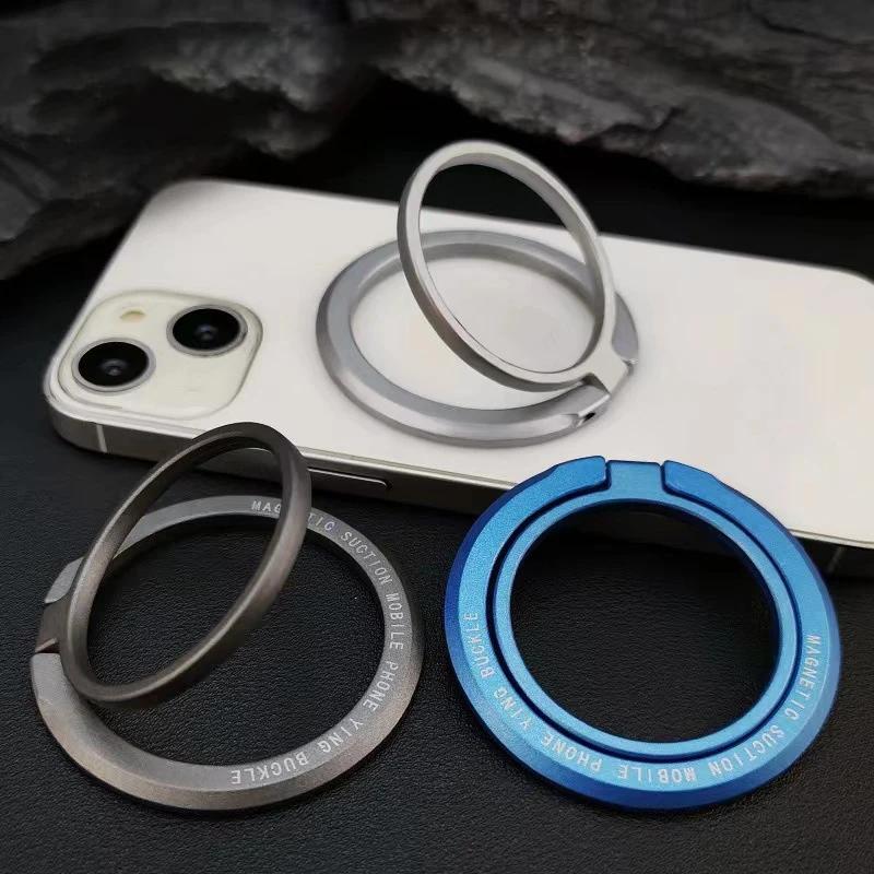 Ultra-thin Cell Phone Ring Holder Magnetic Ring Rotatable Foldable Kickstand Magnet Grip Desktop Stand for MagSafe IPhone 15 13