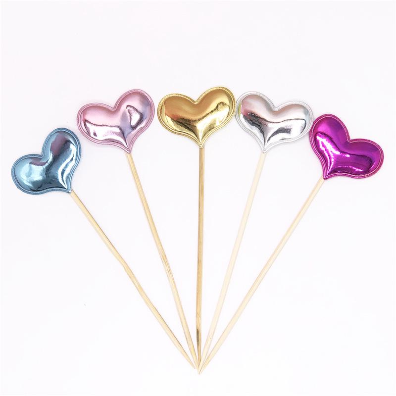 Large Glittery Leather Birthday Cake Topper Set: Heart, Star, Five-Pointed Star, and Crown