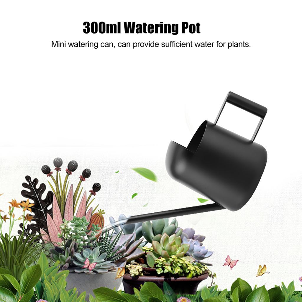 300ml Svart Rostfritt Stål Vattenkanna Inomhus Utomhus Växter Lång Pip Vattenkruka