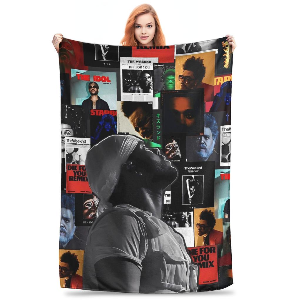 The Weeknds Rapper Singer Warm Blanket  Picnic Plush Bedding Throws Aesthetic Couch Chair Flannel Bedspread Sofa Bed Cover