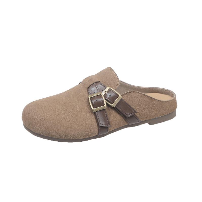 Retro style lazy bag head slippers women wear spring new soft-soled lazy half-drag versatile shoes