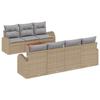 Ensemble de Canapés de Jardin 8 Pièces avec Coussins Beige Osier Acacia, Canapé de Jardin 2 Places avec Rangement et 3356208