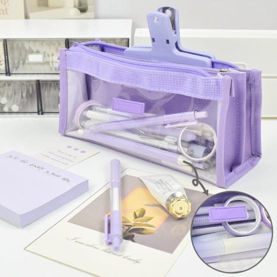 Pen Bag 6 Layers Transparent Visible Waterproof Dirt-proof Zipper Boys Girls Pencil Stationery Pouch Case Student Supplies