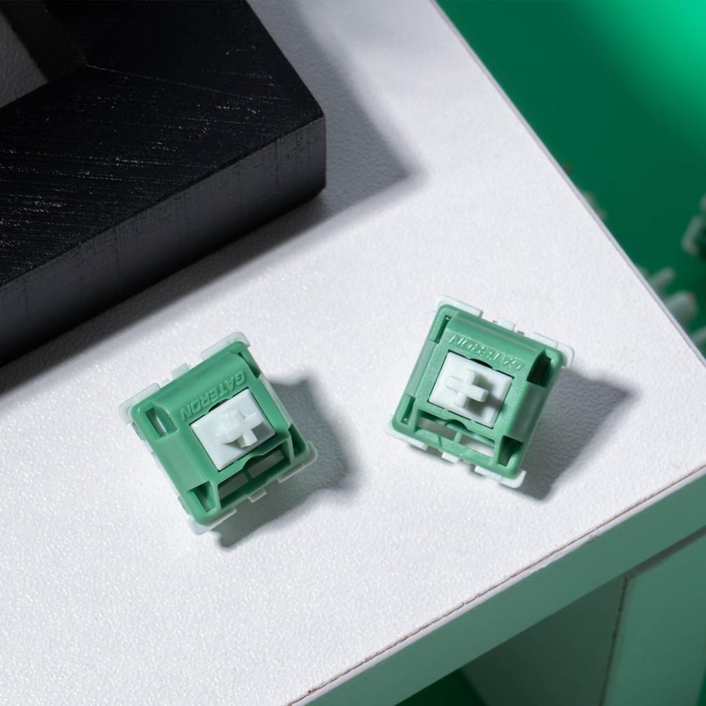 GATERON Green Apple Keyboard Heavy Tactile Through Hole RGB LED 5 Pin Green 22mm Dual Stage Spring Factory 63gf Key Switches for MX Mechanical
