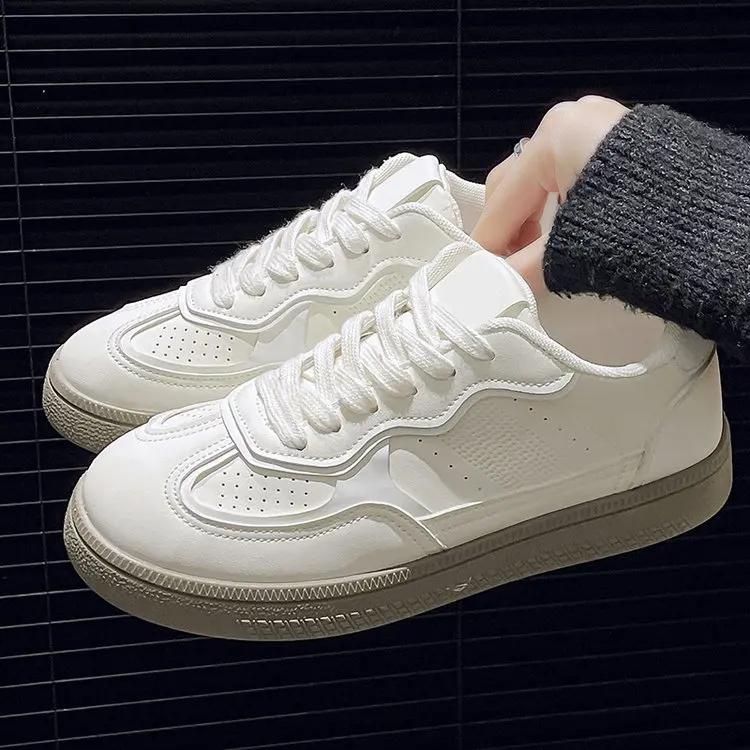 

Fashion 2025 New Autumn Women s Low Cut Casual Walking Outdoor Lace Up Flat Shoes Women s Fashionable Sports Kawaii Shoes Sneakers 36 белый