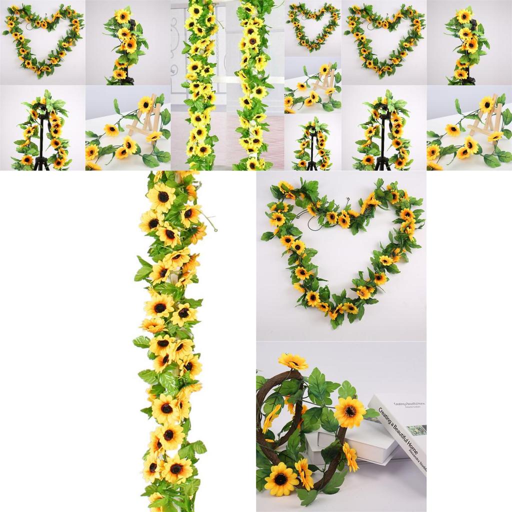 25 Meter Artificial Sunflower Garland With Vibrant Yellow And Orange Blooming Flowers For Elegant Home Decor