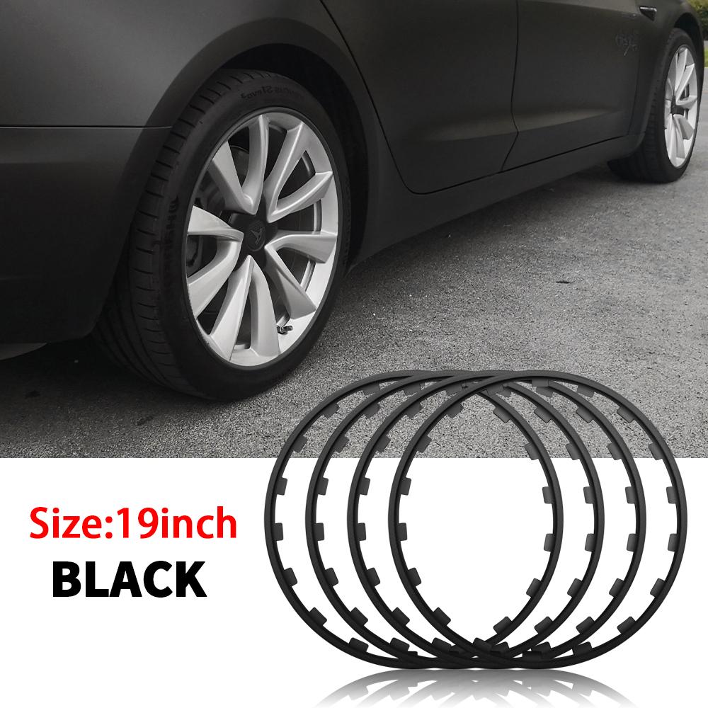 AMA1 4PCS/SET Car Vehicle Wheel Rims Protector Decor Strip Tire Guard Line Rubber Moulding Trim for Tesla Model 3 Y S X 2017-2023