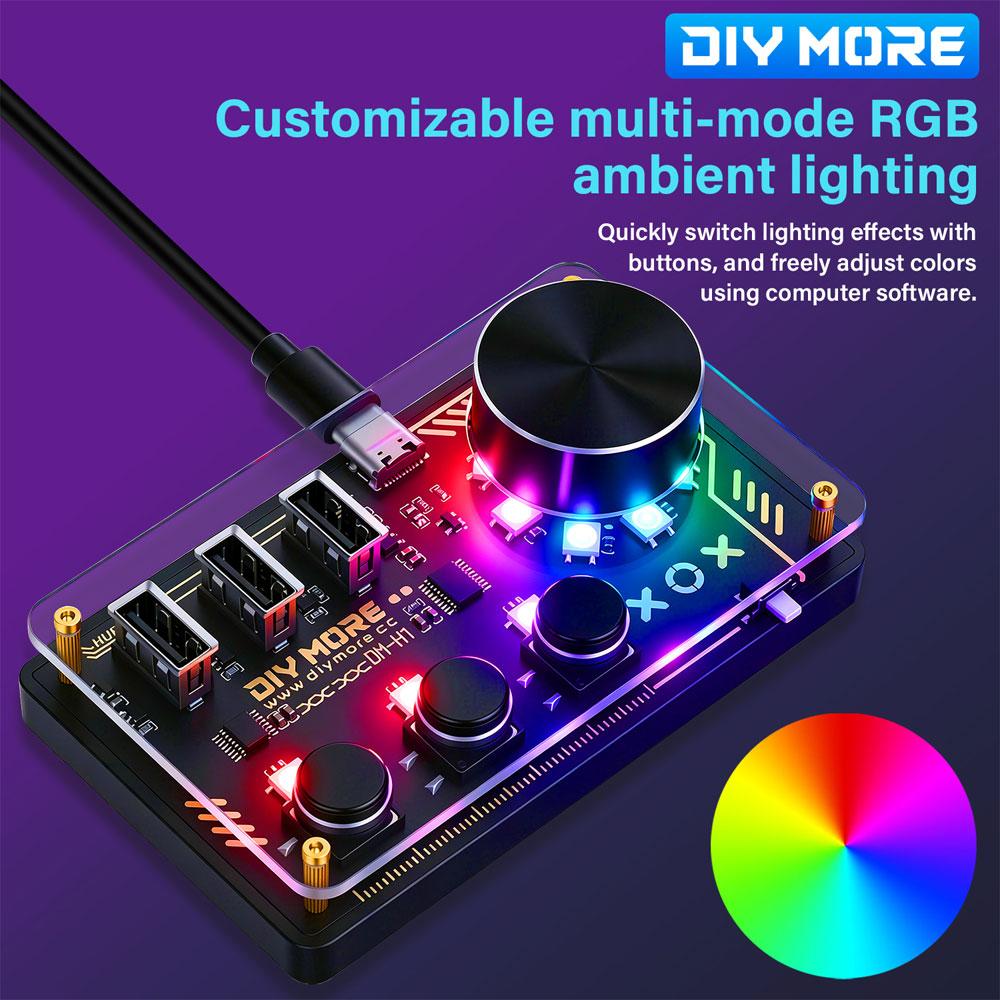 Diymore Hub Dm-H1 Hub Docking Station USB HID Controller Hub With RGB LED Lights WebHID Plug Keyboard Desktop Controller Type-C