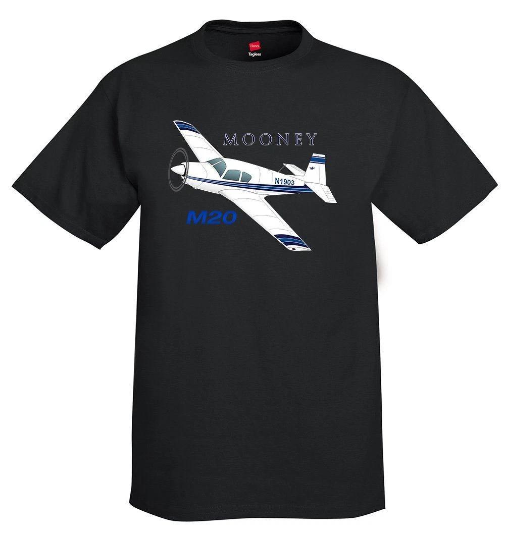 

Mooney M20 / M20J (Blue/Black) Airplane T-Shirt - Personalized w/ Your N# XL