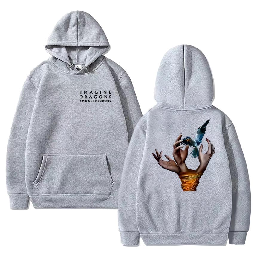 Harajuku Mode Imagine Dragons Band Beidseitiger Druck Sweatshirt Herren Damen Lässiger Hoodie Unisex Fleece Langarm Pullover