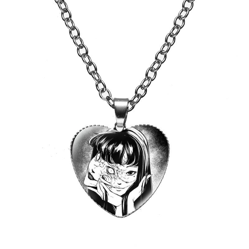 

Ожерелье ужасов аниме Junji Ito Tomie Movie, фигурки героев мультфильмов, косплей, кулон в форме сердца, стекло, модное мужское и женское готическое колье, ювелирные изделия