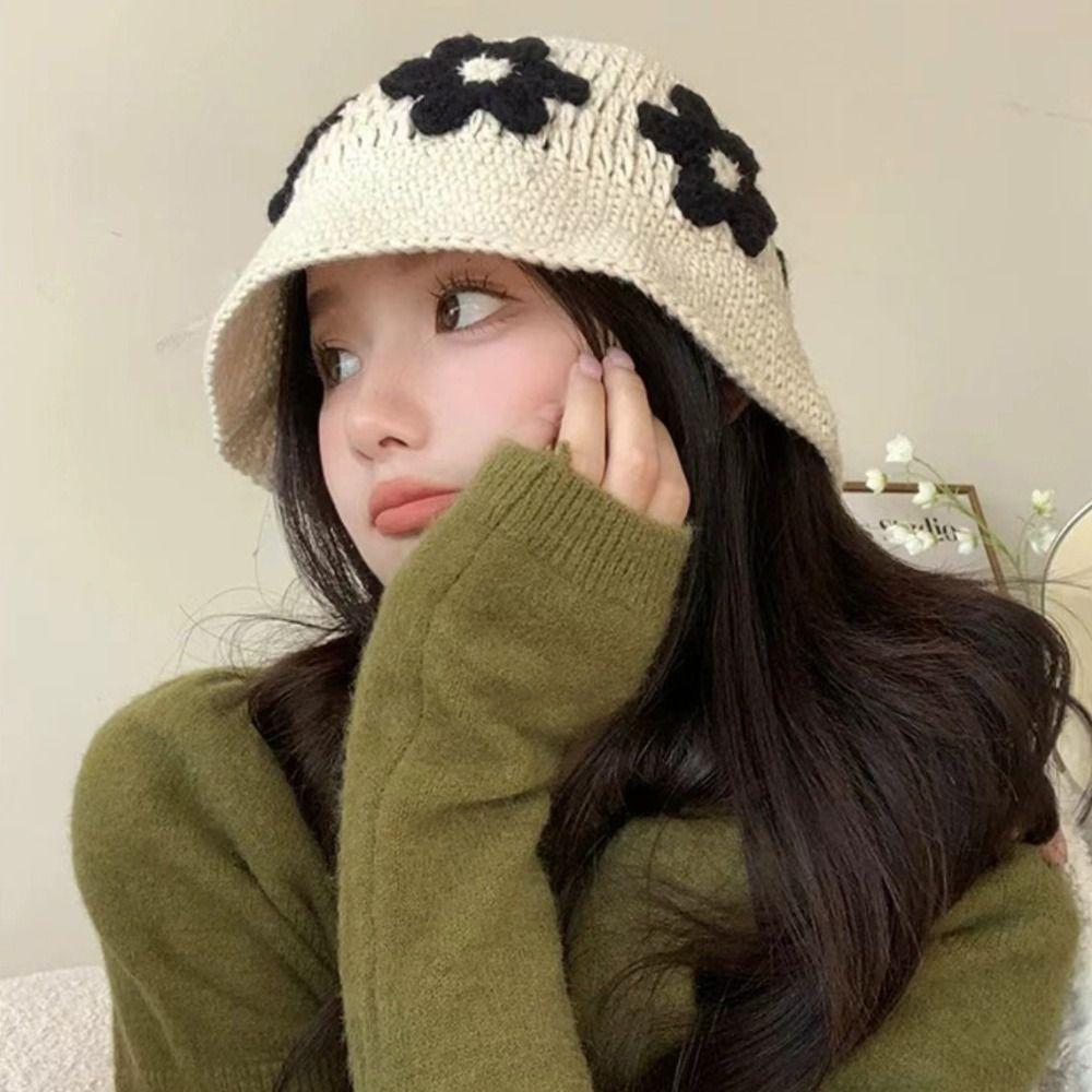 Korean Style Beanies Hat Handmade Bucket Hat Retro Women's Fisherman Hat  Girls