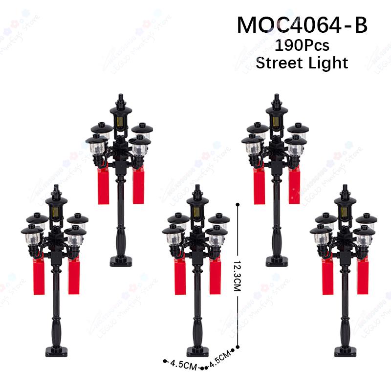 

Серія Місто Вуличний ліхтар MOC Будівельні блоки DIY Лавка біля дороги Модель декору ліхтаря Збірка Цегляні іграшки Для дітей