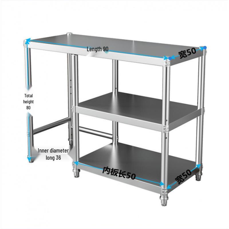 Stainless Steel Three-Tier Kitchen Storage Rack for Gas Cylinder, Stove, and Chopping Board