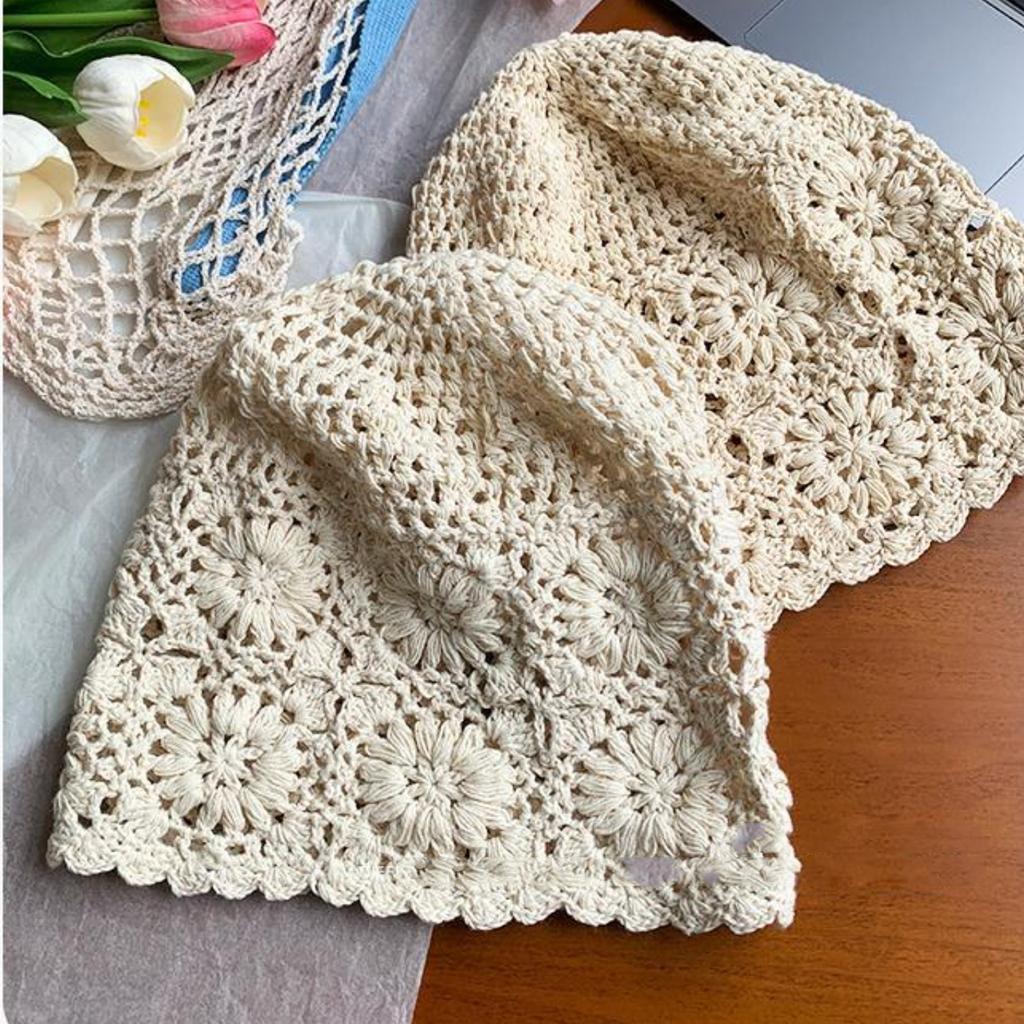 Thin Hollow Hand-crocheted Knitted Hat, Fashionable Thin Hat For Ladies In Summer