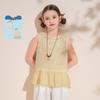 Montagut Girls' Summer Hollow Ruffle Top & Camisole Set