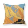 Painted Snow Mountain Sunset Colorful Sky Retro Pillow Case Sofa Model Room Decoration Pillow