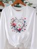 (Asian Size) Sweet Love Heart Trend  Clothing Tee O-neck Graphic Print T Shirt Women Autumn Winter Spring Casual Fashion Top Long Sleeve T-shirts