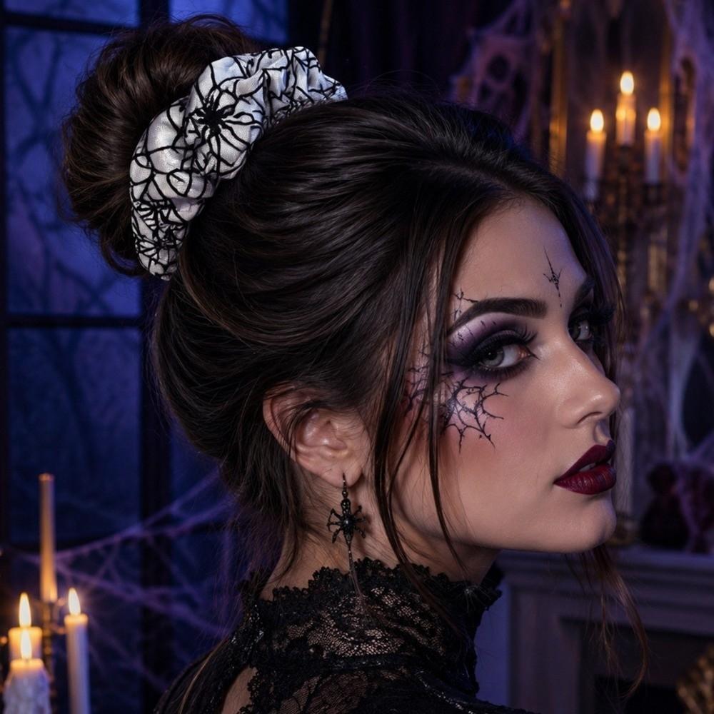 Spring Clip Pumpkin Hair Clip Gothic Halloween Scrunchie Creative Spider Web Hair Bow Masquerades