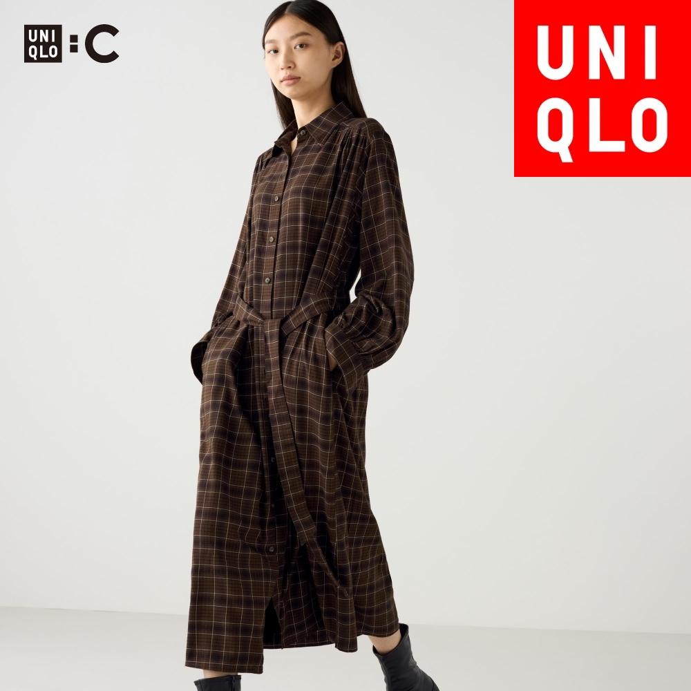 

Платье-рубашка с поясом Uniqlo в клетку C
