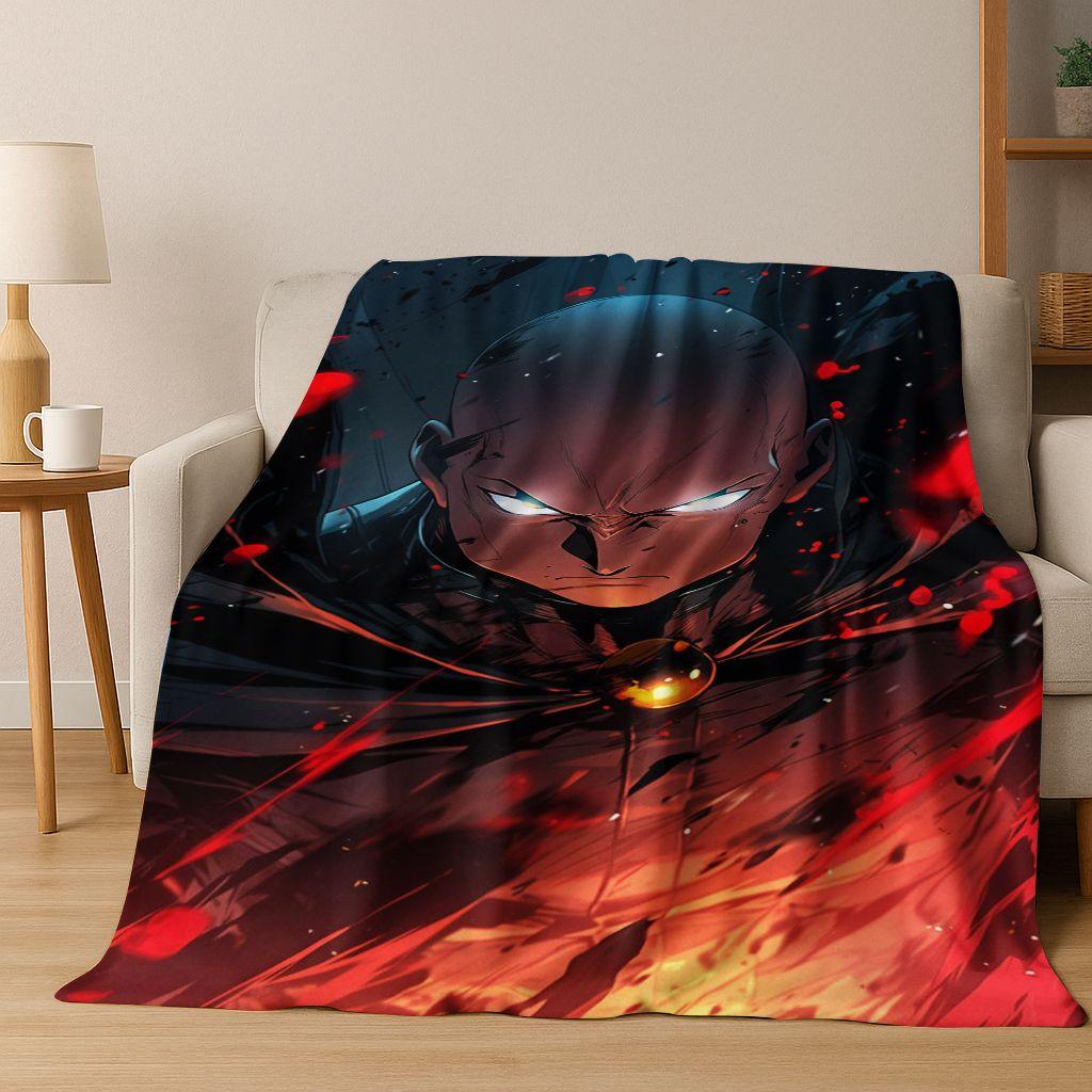 Anime One Punch Man Saitama Cartoon Cartoon Flannel Blanket,Cozy Soft Throw Blanket for Home Bedroom Bed Sofa Picnic Cover Kids